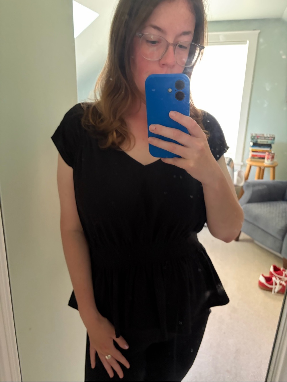 NWOT Old Navy Black V-Neck Peplum Blouse